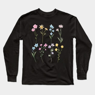 Watercolor Wildflowers, Boho Floral, Nature Lover Long Sleeve T-Shirt